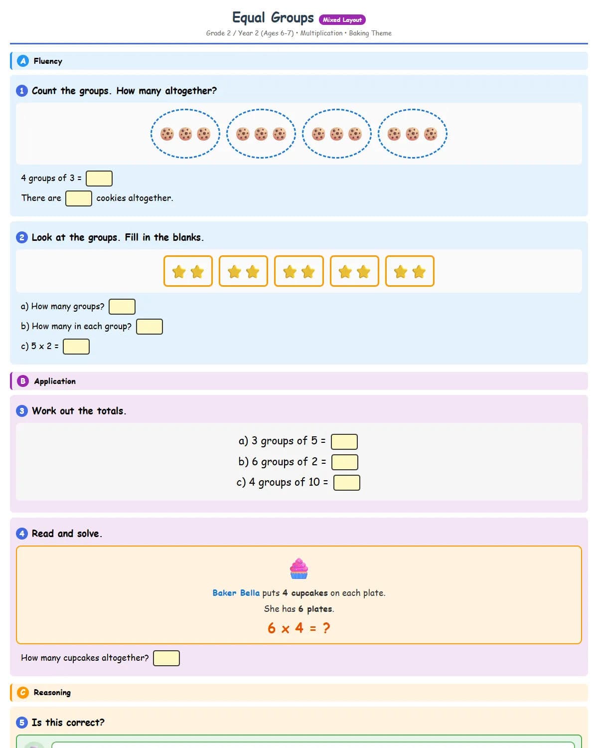 Equal Groups - Baking Theme