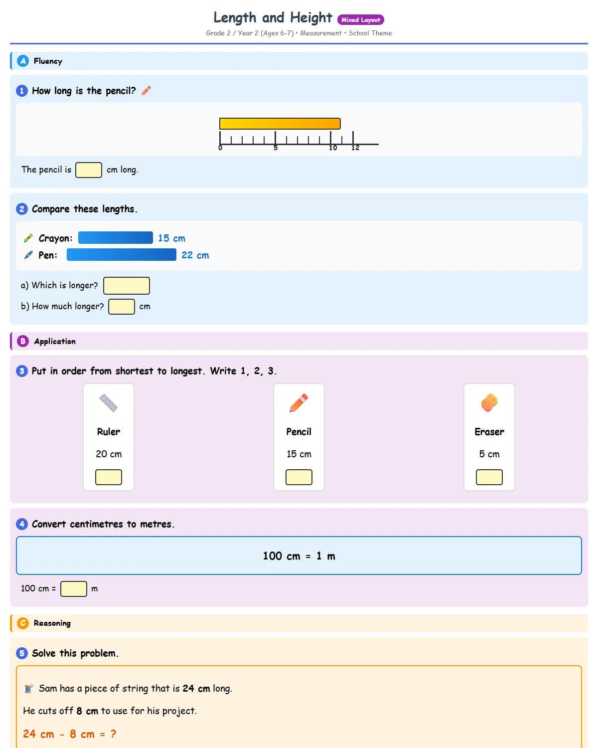 Length and Height - School Theme