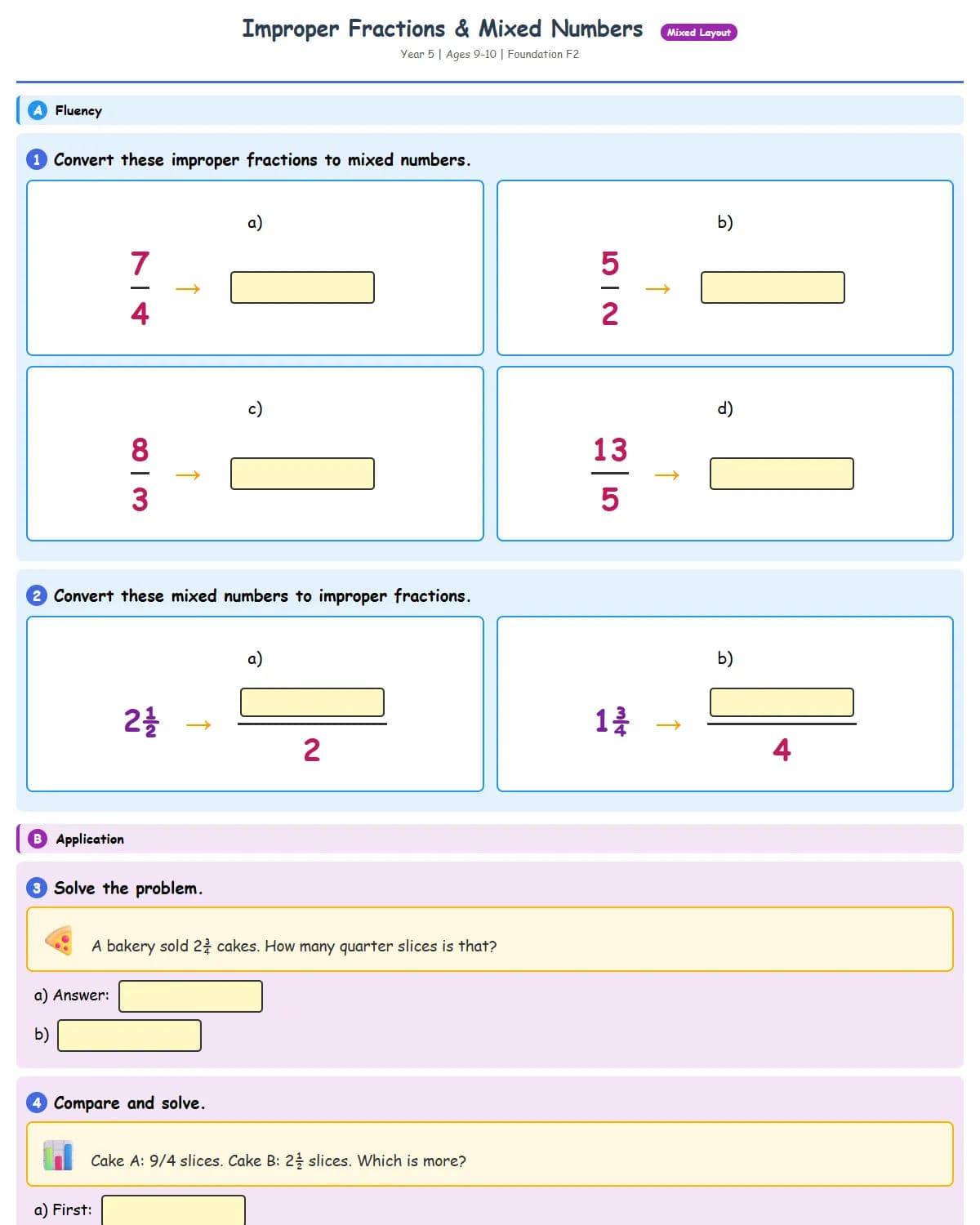 Improper Fractions & Mixed Numbers (Foundation 2)