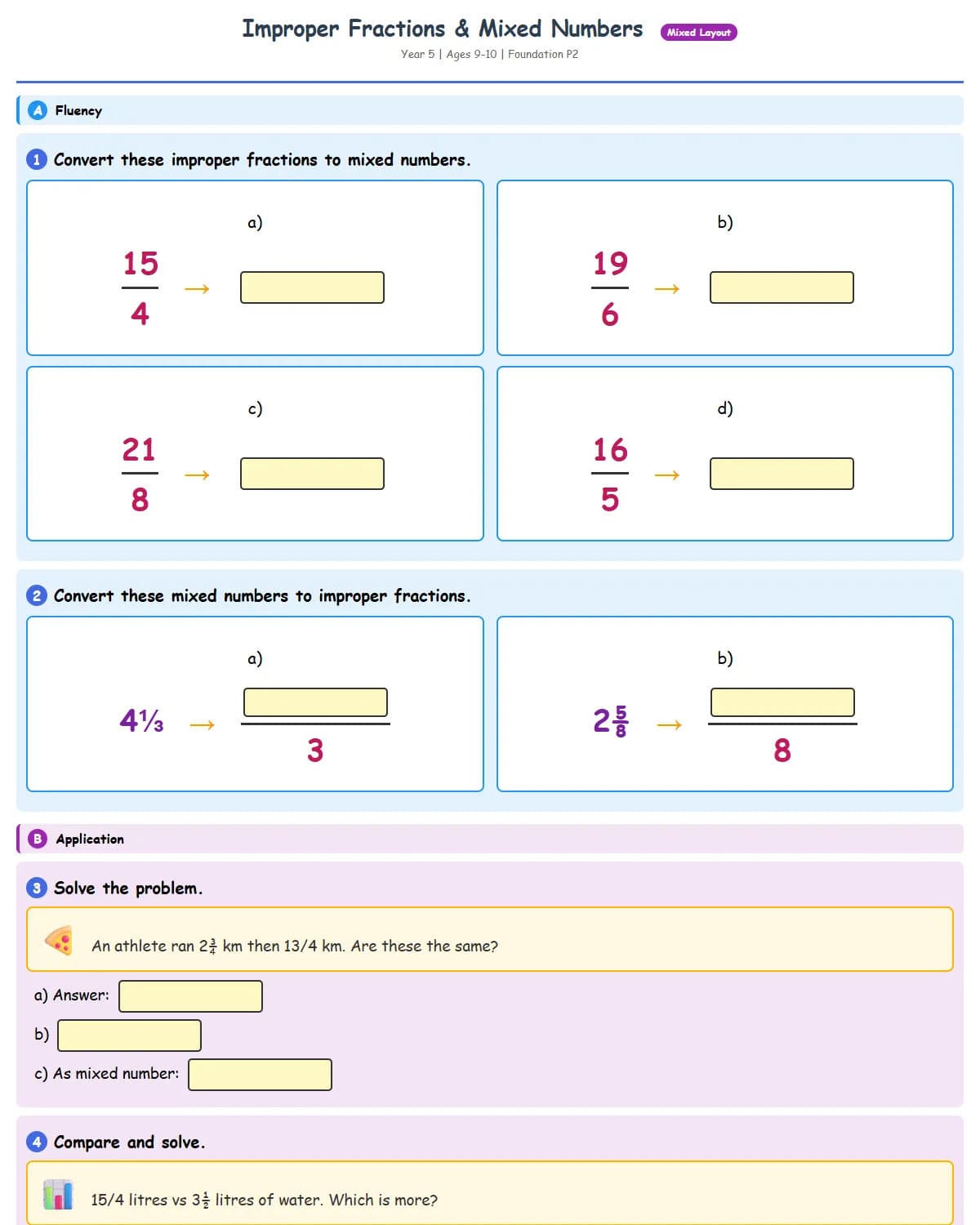 Improper Fractions & Mixed Numbers (Practice 2)