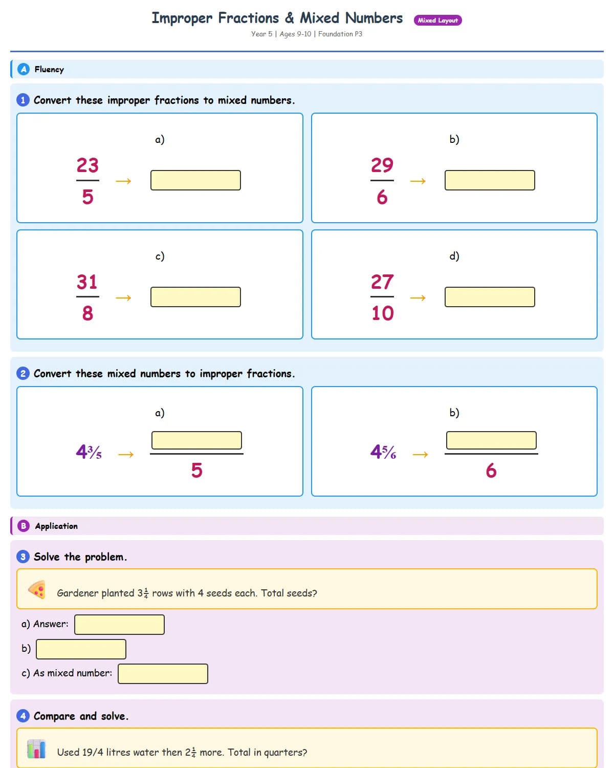 Improper Fractions & Mixed Numbers (Practice 3)