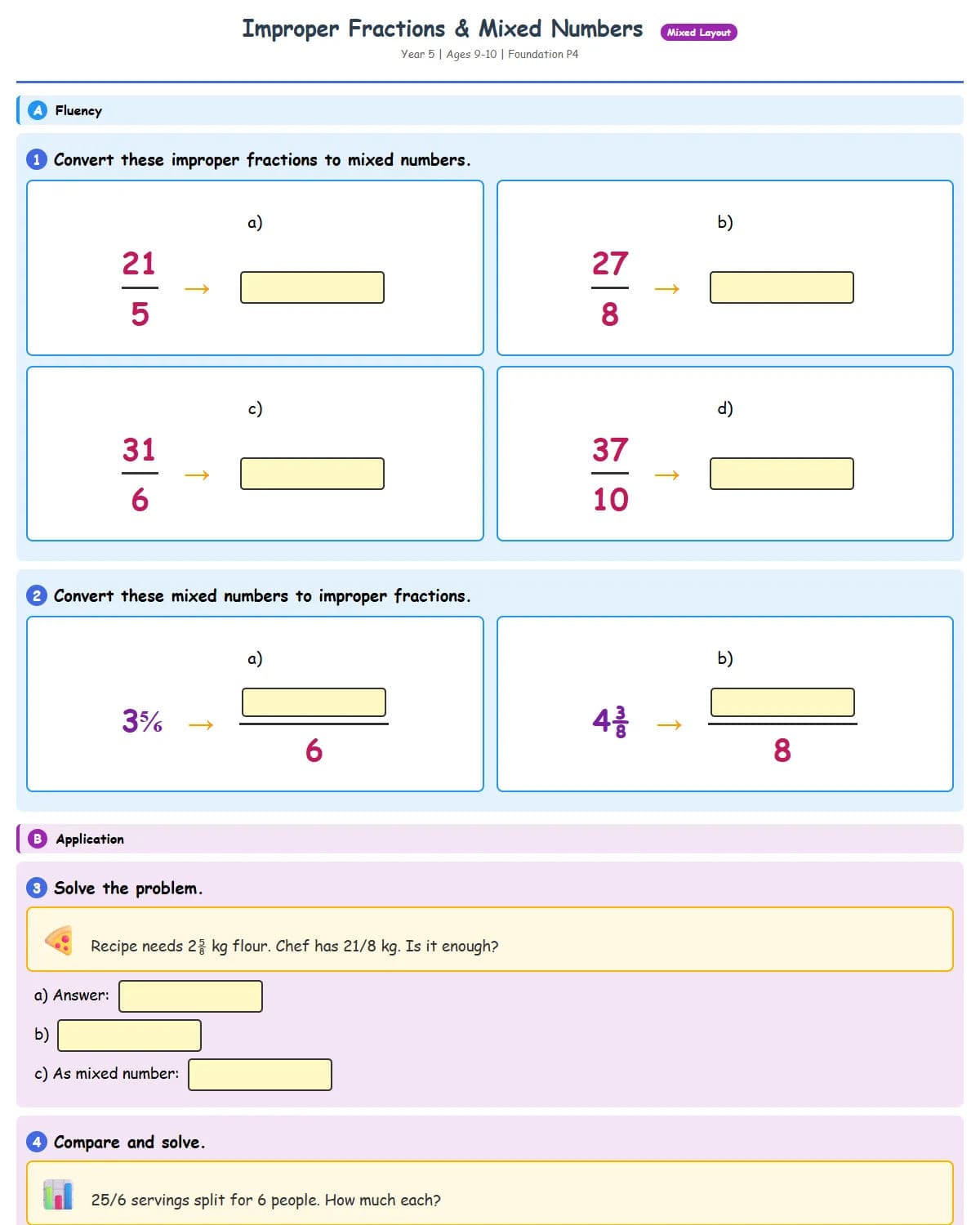 Improper Fractions & Mixed Numbers (Practice 4)