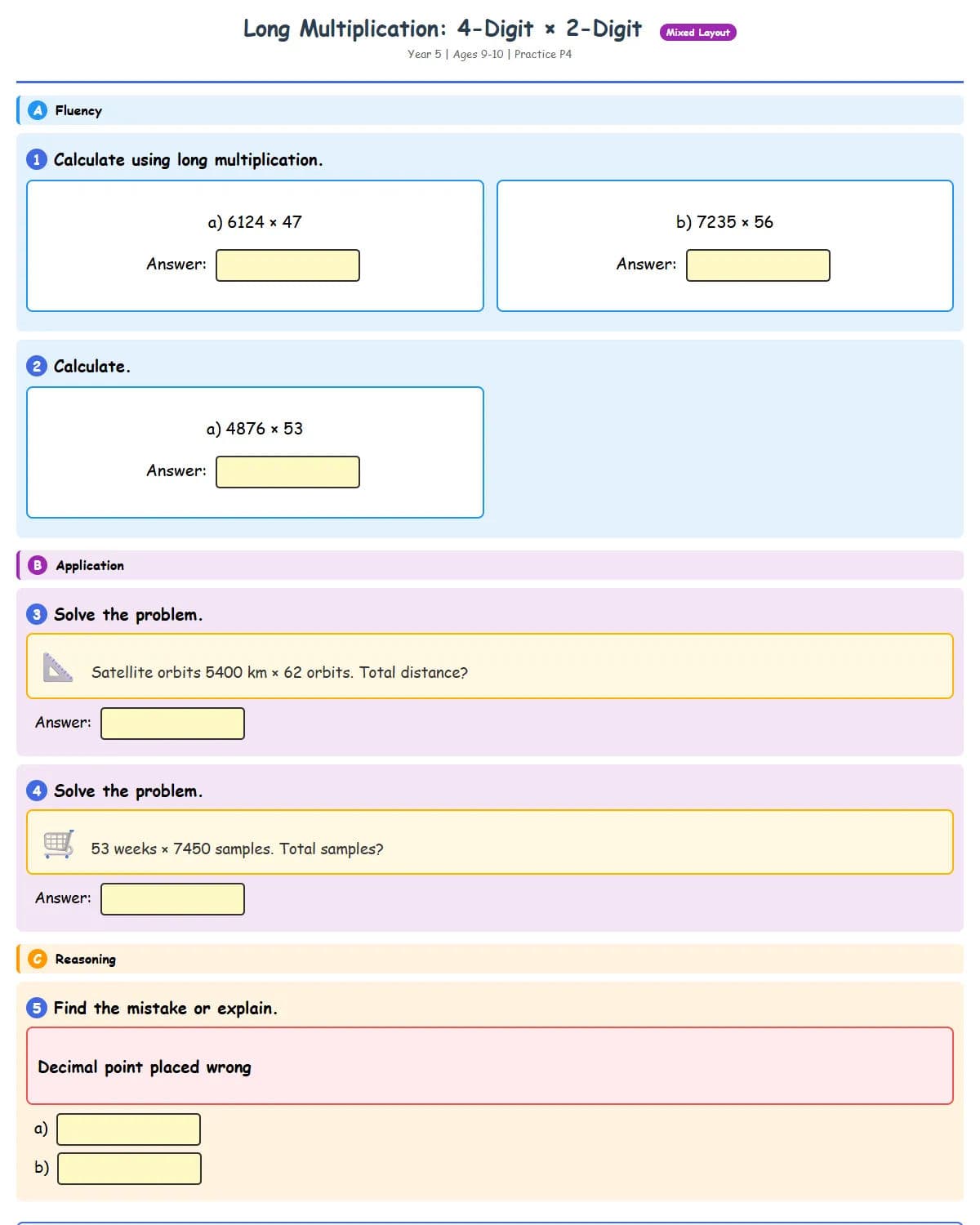Long Multiplication: 4-Digit × 2-Digit - Practice 4